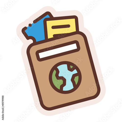 passport and flight ticket sticker