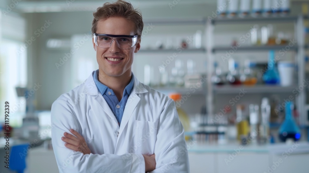 Confident Scientist in Laboratory Confident Scientist in Laboratory