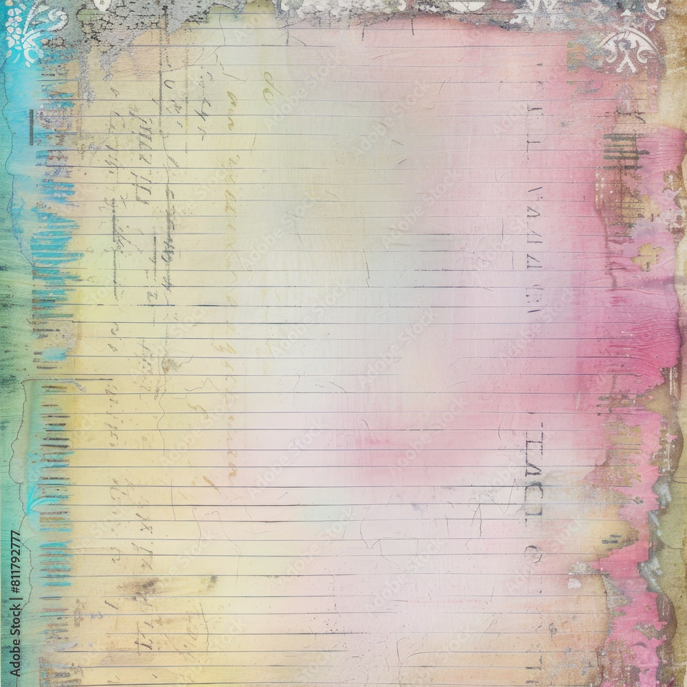 Colorful Rainbow Shabby Chic Junk Journal Paper Background for Scrapbooking and Crafting Projects