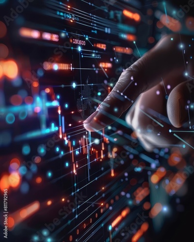 Wallpaper Mural Finance business investment strategy competition, investment security data analytic artificial intelligence technology finger point futuristic graph chart stock exchange data finan Torontodigital.ca