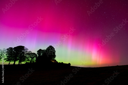 Colorful northern lights in the Allgau in southern Germany