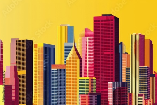 cityscape - silhouettes of skyscrapers. Beautiful simple AI generated image in 4K  unique.