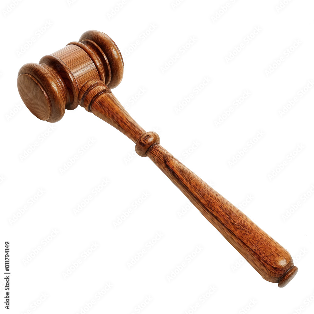 Wooden Judge's Gavel, Symbol of Law, Justice, and Authority on transparent background Wooden Judge's Gavel, Symbol of Law, Justice, and Authority on transparent background