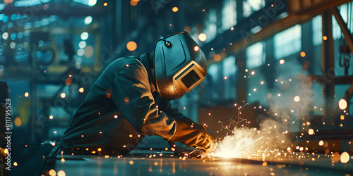 Skilled Welder in Factory Working on Metal Piece labor Day © Tariq