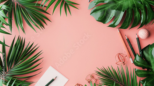 Top view blank space for text with tropical leaves fra photo