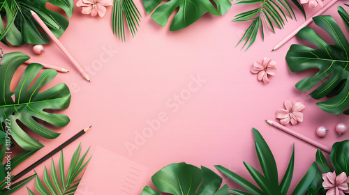 Top view blank space for text with tropical leaves fra photo
