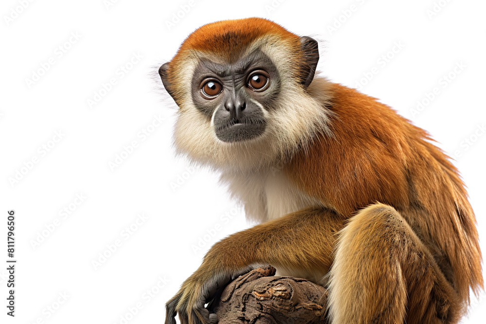 Obraz premium Madidi titi monkey on a white background. Wildlife Animals. Illustration, Generative AI.