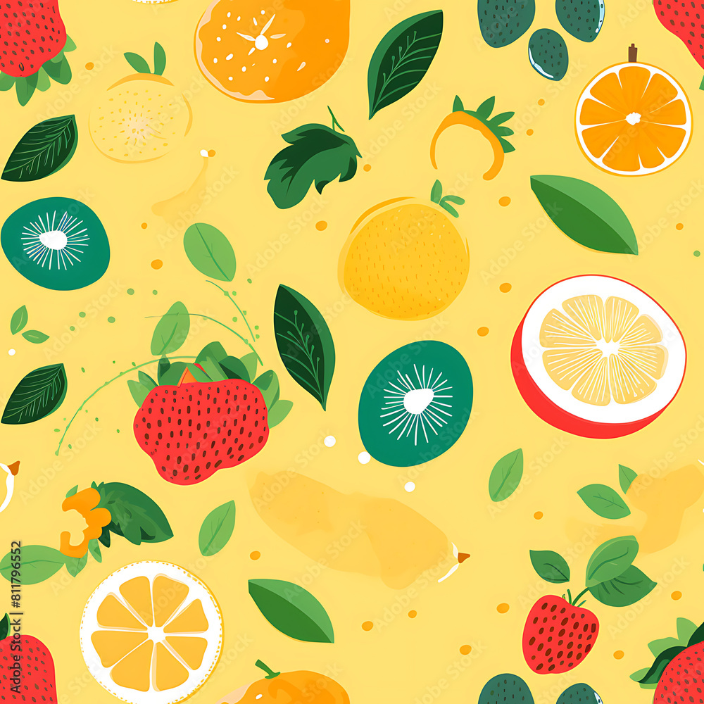 Fruit digital art seamless pattern, the design for apply a variety of graphic works Fruit digital art seamless pattern, the design for apply a variety of graphic works