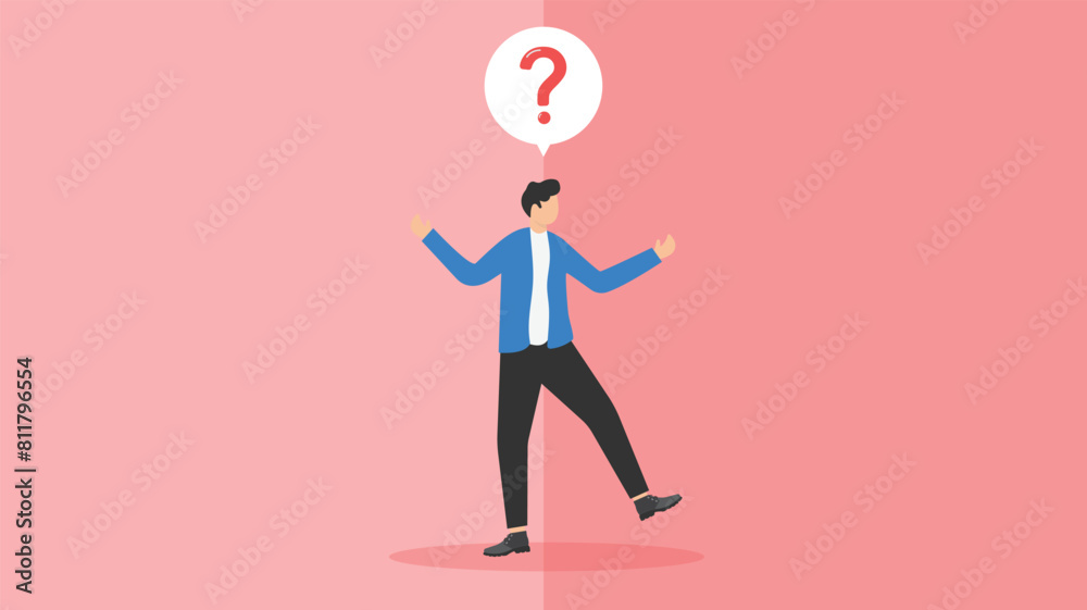 Make choice or decision concept, businessman makes a choice with pointing hands in different directions and mental question
Make choice or decision concept, businessman makes a choice with pointing hands in different directions and mental question