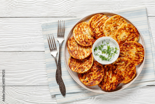 baked cottage cheese parmesan pancakes on plate © myviewpoint