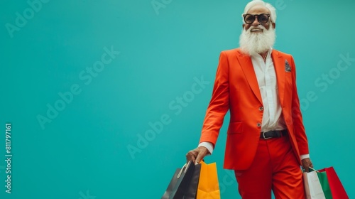 Stylish Senior Man with Shopping Bags photo
