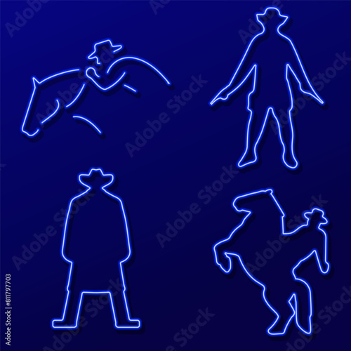 wild west neon sign, modern glowing banner design, colorful modern design trend. Vector illustration.