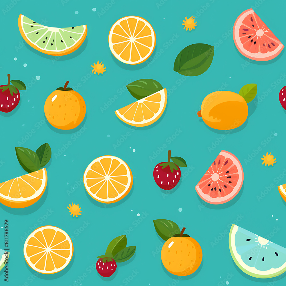 Fruit digital art seamless pattern, the design for apply a variety of graphic works