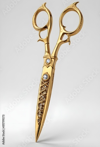 Golden barber scissors with diamonds © richard