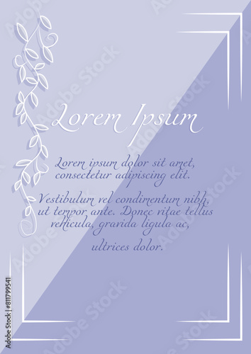 Fotografie Invitation card in soft purple color with grape vines as decoration