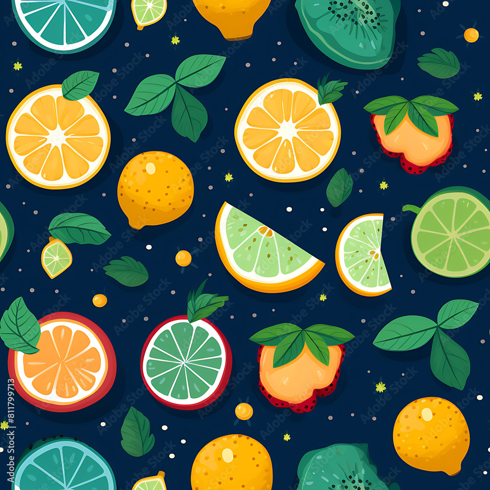 Fruit digital art seamless pattern, the design for apply a variety of graphic works