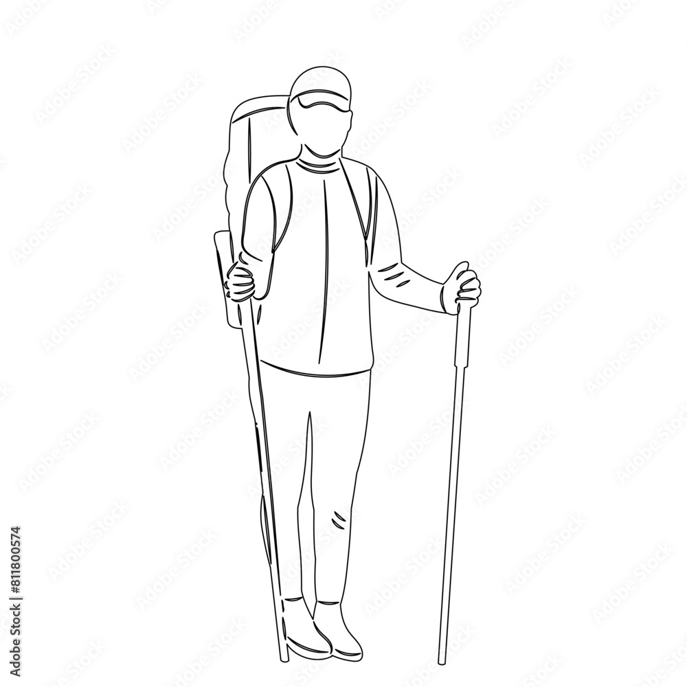 sketch of a man with a backpack, traveler on a white background vector sketch of a man with a backpack, traveler on a white background vector