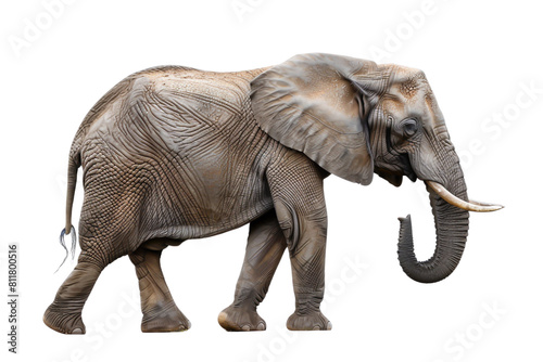 African Elephant Walking on Di-Cut PNG style