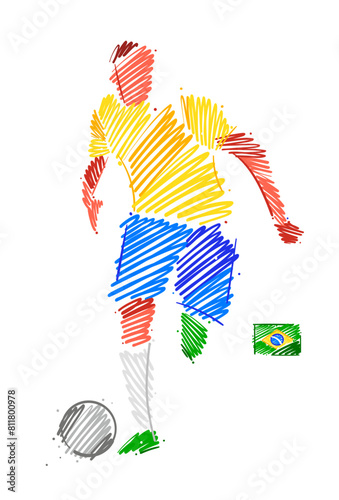 Agile football player dominating the ball