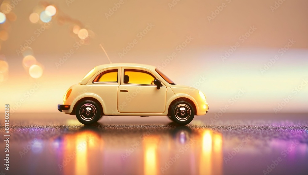 photo of mini car toy with glowing light, generative AI
