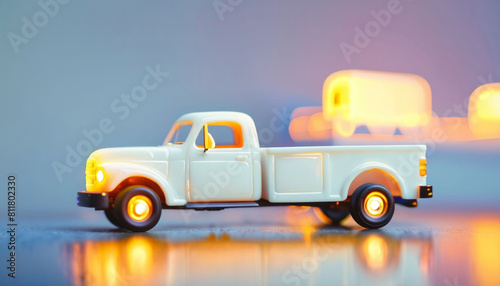 photo of mini truck toy with glowing light  generative AI