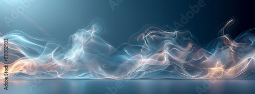 Set air flow on a light background Infrared wind wave light effect Realistic movement of rarefied water from a humidifier The concept of power radiation of air flow, anime style