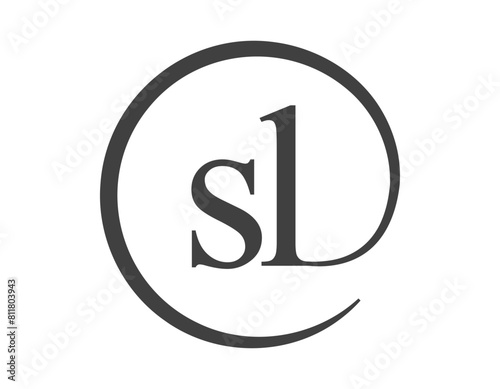 SL logo from two letter with circle shape email sign style. S and L round logotype of business company