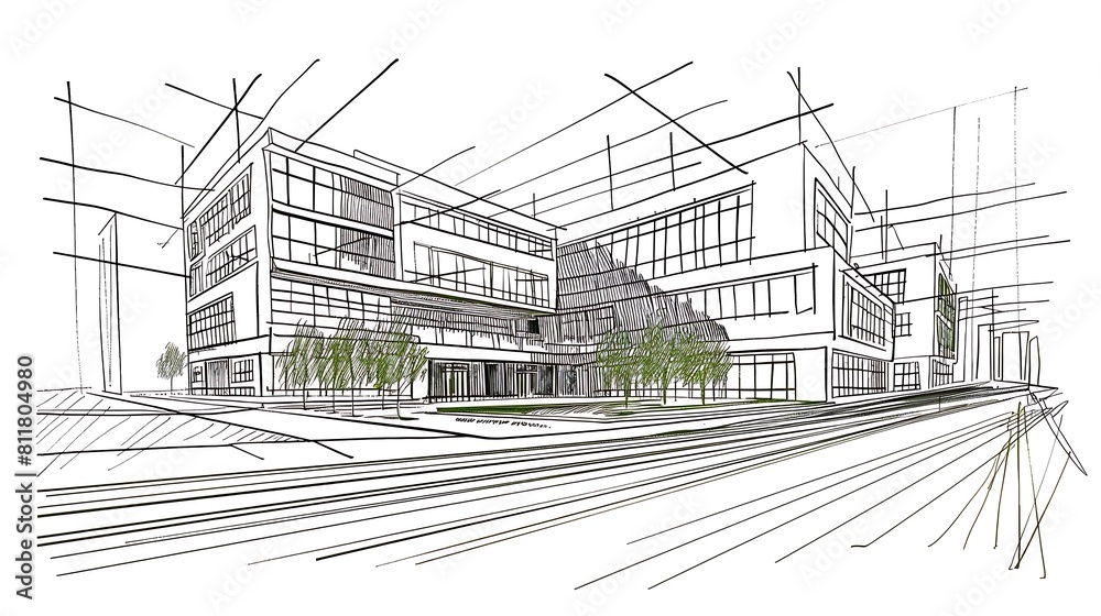 Architectural sketch. Vector.