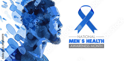 A man's face is shown in a blue
