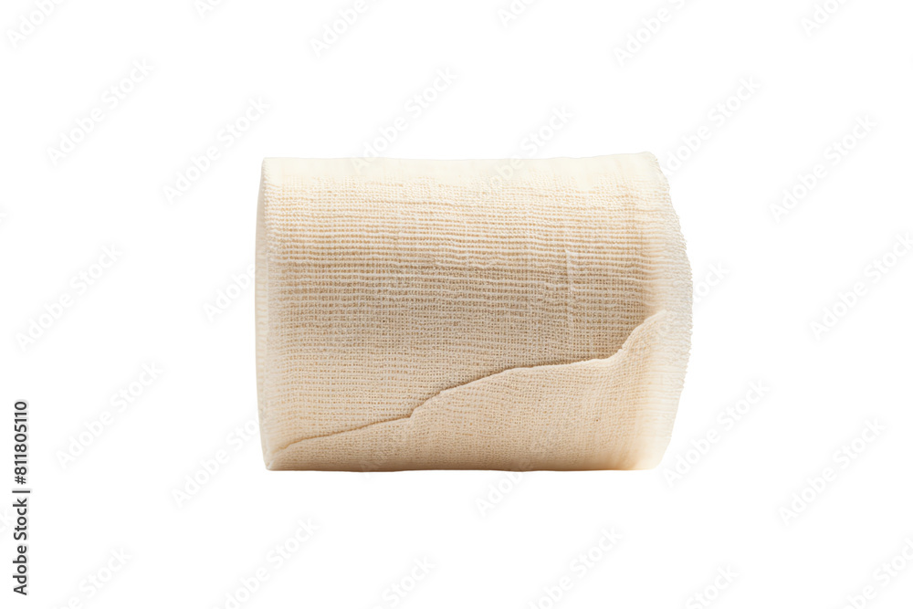 Fototapeta premium Close-up of a bar of soap on a white background. The soap is rectangular and has a smooth, even surface. It is slightly translucent and has a light brown color.