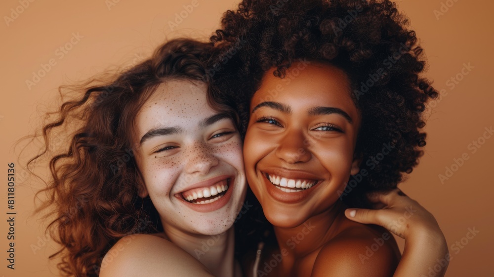 Two Friends Sharing Genuine Joy Two Friends Sharing Genuine Joy