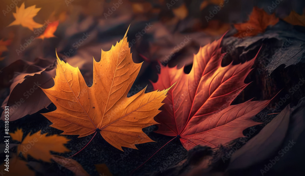 autumn leaves on the ground in the forest, ai autumn leaves on the ground in the forest, ai
