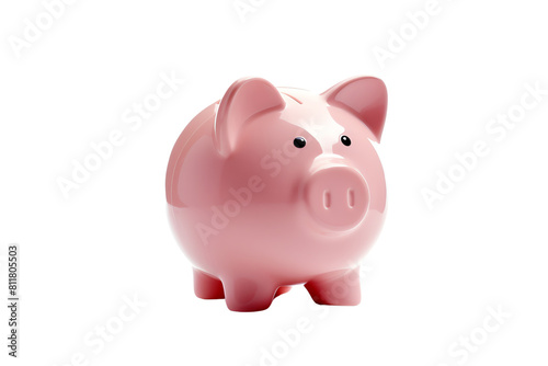 The image shows a pink piggy bank on a white background