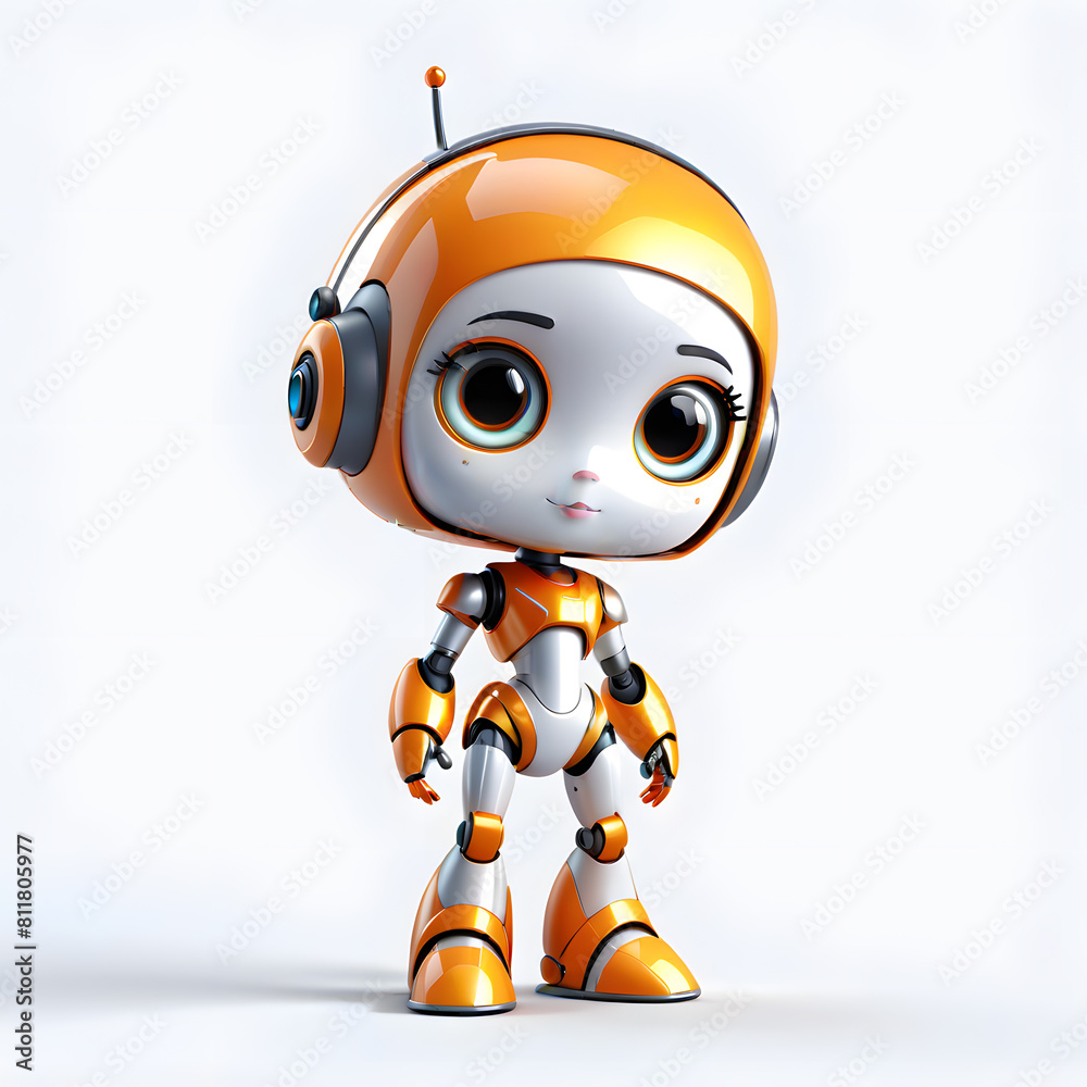 cute AI girl robot looking curiously cute AI girl robot looking curiously