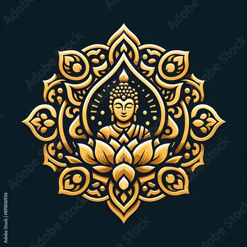 AI Generate of Luxury Premium Symbol Vector of Vesak Day with Buddha Statue, Buddha, Lantern, Candle Light, Lotus