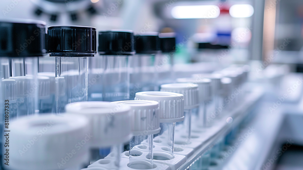 Laboratory glassware containing samples for biochemistry and genetics research. Laboratory glassware containing samples for biochemistry and genetics research.