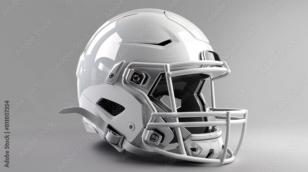 Fototapeta premium 3D rendering of a white american football helmet isolated on gray background