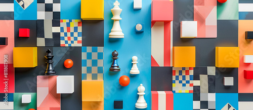 concept of board games. Dice, chips and cards on a background long banner