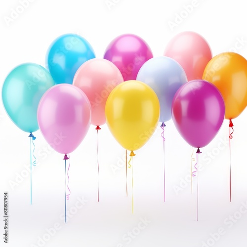 Colorful balloons isolated on white background for birthday  party  holiday  or event decor