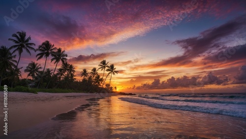 sunset over the beach