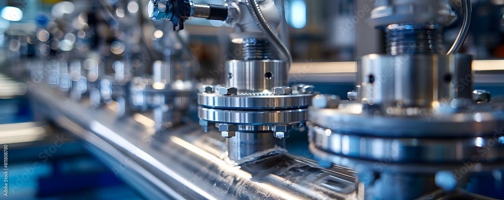 Intricate Network of Stainless Steel Pipes and Valves in Pharmaceutical Manufacturing Facility Intricate Network of Stainless Steel Pipes and Valves in Pharmaceutical Manufacturing Facility