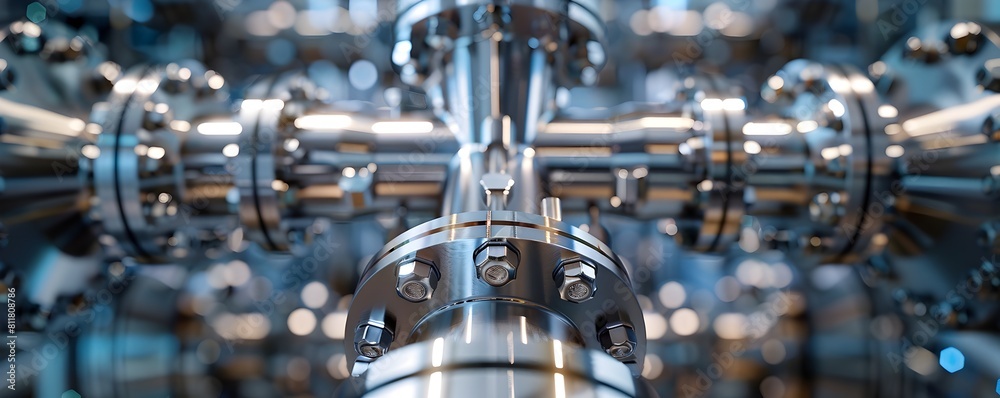 Intricate network of stainless steel pipes and valves in a pharmaceutical manufacturing facility Intricate network of stainless steel pipes and valves in a pharmaceutical manufacturing facility