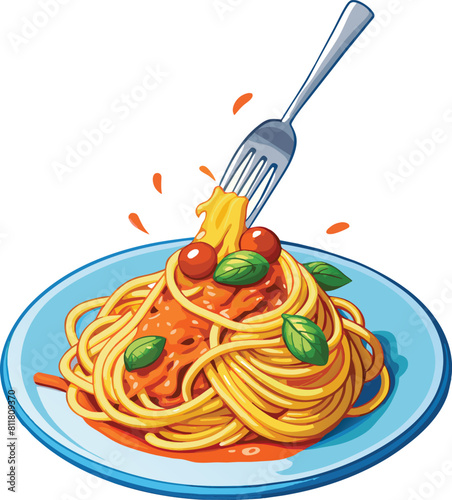 Spaghetti dish with tomato sauce-