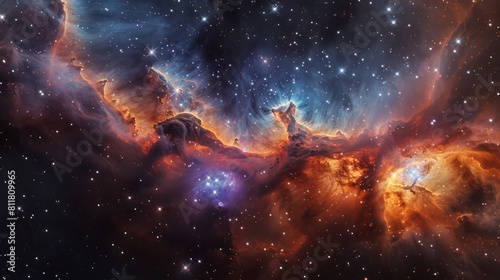 Celestial Nebula Scene: Colorful Galaxy Cloud in Cosmos, Supernova Background, Angel Gabriel's Power, 16K Resolution Image