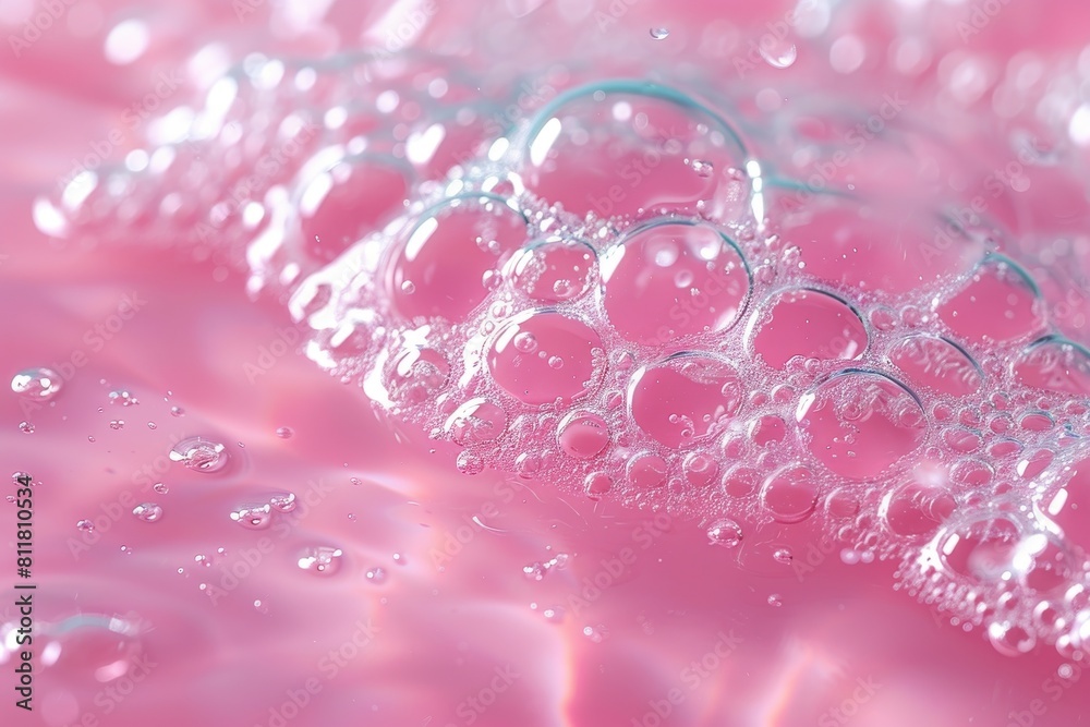 A close-up image capturing the intricate details of bubbles on a viscous pink liquid, creating an abstract effect A close-up image capturing the intricate details of bubbles on a viscous pink liquid, creating an abstract effect
