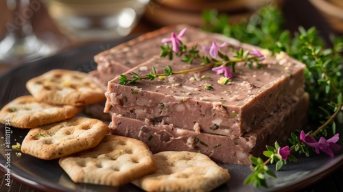 Gourmet display of slices, placed on a serving dish with crackers, emphasizing their rich flavor and luxury