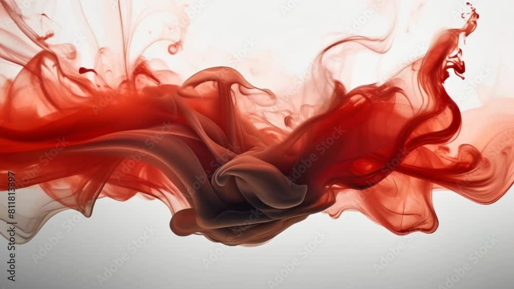 Red and black ink swirl together in water, creating a dynamic and abstract composition. The vibrant colors and fluid movements evoke a sense of energy and motion. Red and black ink swirl together in water, creating a dynamic and abstract composition. The vibrant colors and fluid movements evoke a sense of energy and motion.