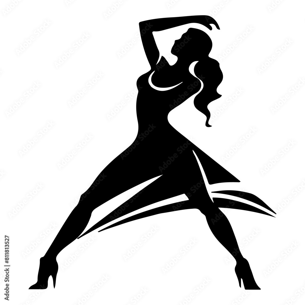 Silhouette of an elegant female dancer striking a dynamic pose, showcasing grace and fluidity in her movement. Silhouette of an elegant female dancer striking a dynamic pose, showcasing grace and fluidity in her movement.