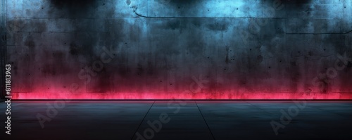 Modern Industrial Style: Neon Pink Light Against Concrete Wall Background banner