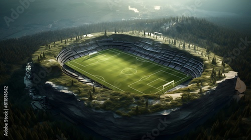A football field with a unique, asymmetrical design photo